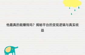 他趣真的能赚钱吗？揭秘平台的变现逻辑与真实收益