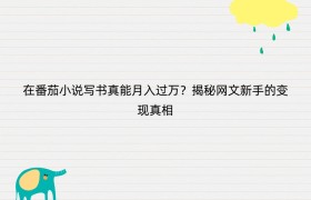 在番茄小说写书真能月入过万？揭秘网文新手的变现真相